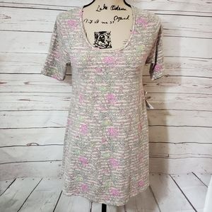 LuLaRoe Floral Striped Simply Comfortable Tee XXS